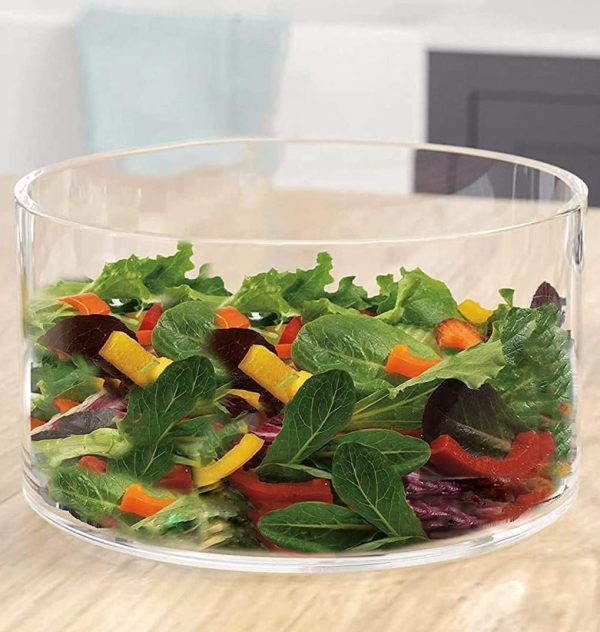 Large Clear Glass Salad Bowl for Serving