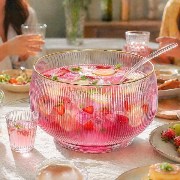 Large Glass Punch Bowl Set